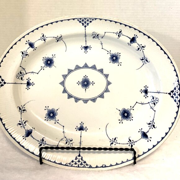Furnivals Denmark Blue - 12" Vintage Blue and White Oval Platter. - Picture 1 of 5